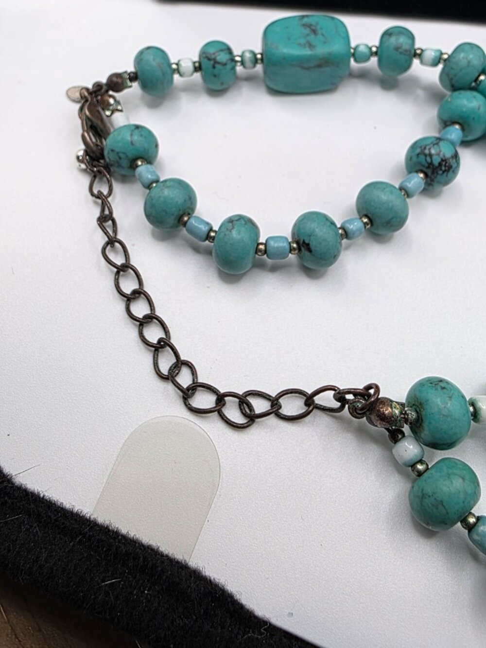 Premier Designs Cabo Faux Turquoise Necklace & Silver Tone Earrings Set - Picture 6 of 8